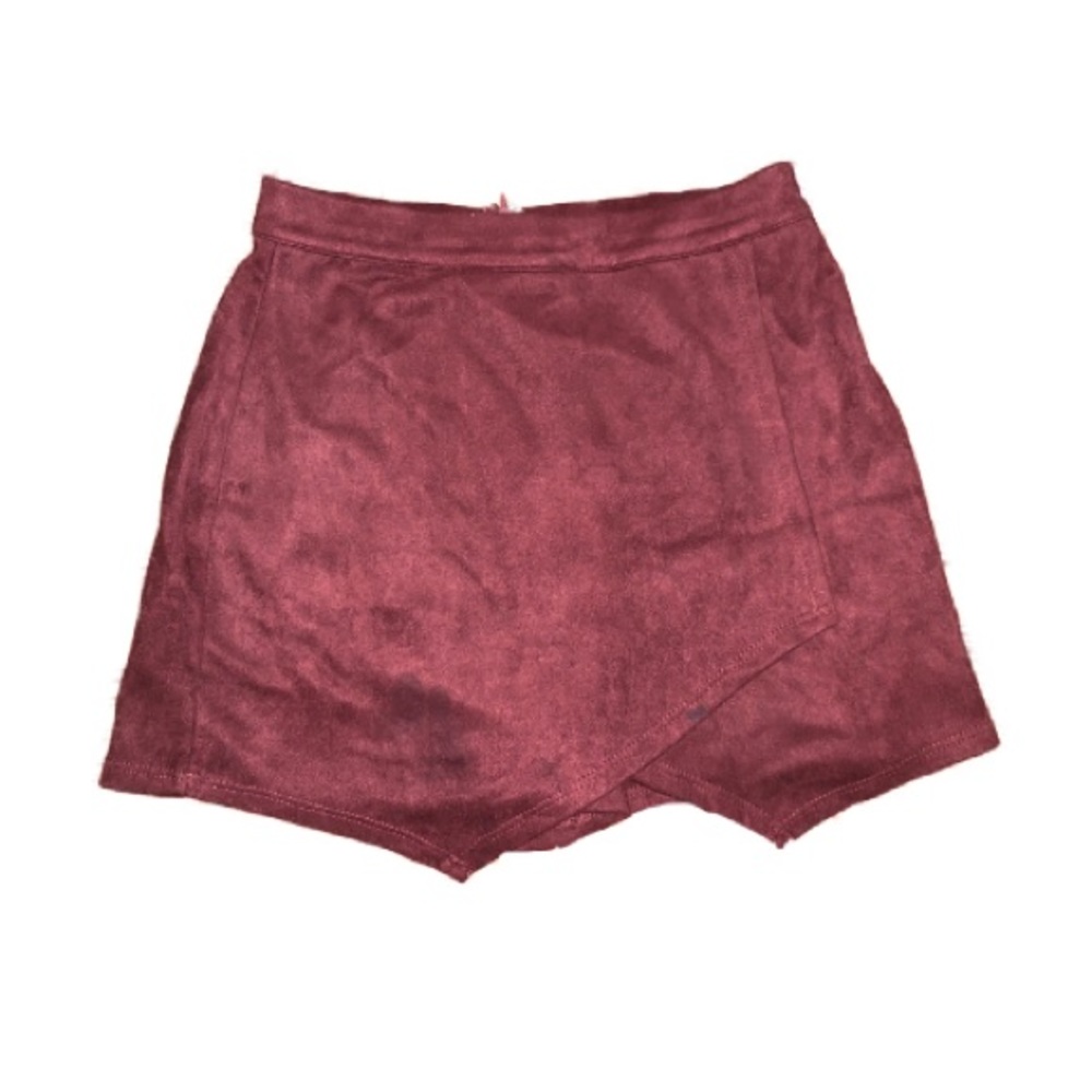 Maroon asymmetrical mini skirt/skort